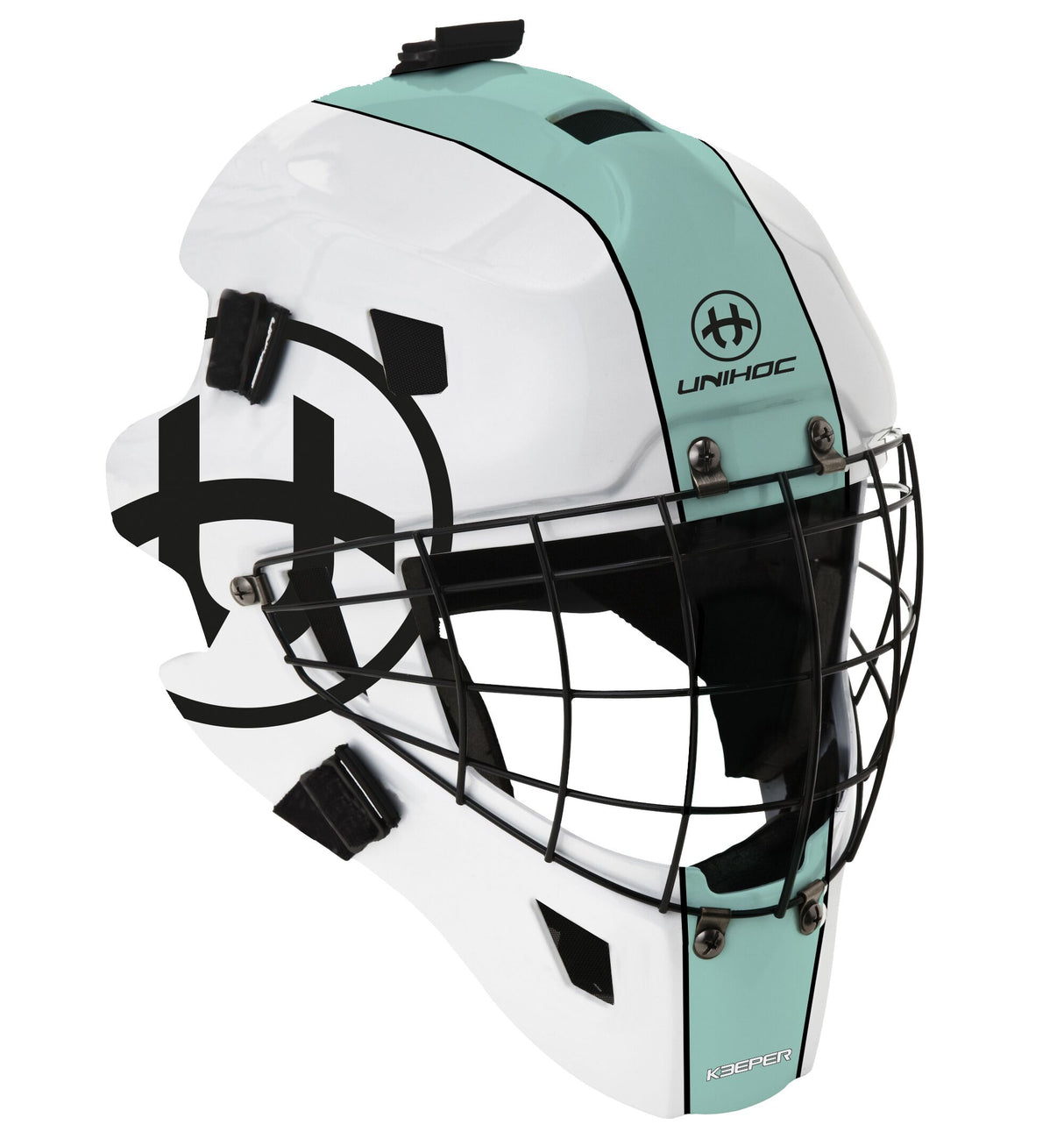 Målvaktshjälm Unihoc Keeper 44 Turquoise/White